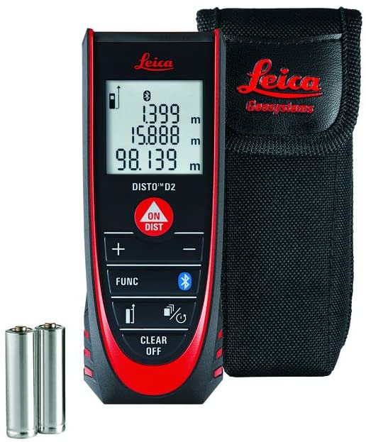 Leica DISTO D2 - Laser Distance Meter with Automatic end-Piece Detection, black/red sun, 116 x 44 x 26 mm