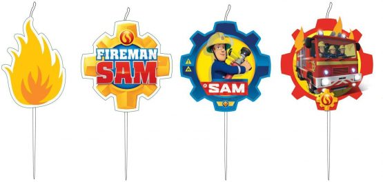 Amscan 9902187 - Fireman Sam Birthday Cake Candle Set - 4 Pack