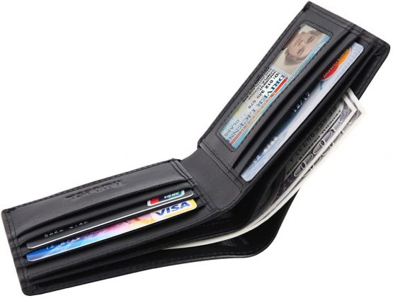 Hoobest RFID Blocking Genuine Leather Wallet , Men Slim Wallets with Latest RFID Block Technology,Stop Electronic Pick Pocketing-RFID Blocking Wallet - Image 2
