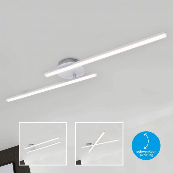 Briloner Leuchten LED Ceiling Light, 2-Bulb Ceiling Light, 700 Lumen, 3000 Kelvin (Warm White) 9 Watt, Aluminium-Coloured, 782x120x110mm (Lxwxh)