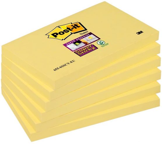 Post-it Notes, Super Sticky Notes Pad, Canary Yellow, Memo Note Pad for Notes Taking and To Do List, 6 Pads of 90 Sheets, Post-it Note Large 76 x 127 mm