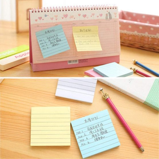 7 pcs 560 Sheets Lined Stick Notes, 7.5 * 7.5cm/3in* 3in Super Sticky Notes 7 Bright Colors Lined Self-Stick Note for Office School and Home - Image 4
