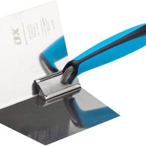 OX OX-P013001 Pro Internal Corner Trowel - Stainless Steel Inside Corner Trowel - Drywall Corner Tool 102 x 127 mm, Blue