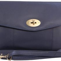 GIGI - Women's Leather Twist Lock Flap Over Clutch Bag - Cross Body Handbag With Extra Detachable Adjustable Shoulder Strap - OTHELLO 8757