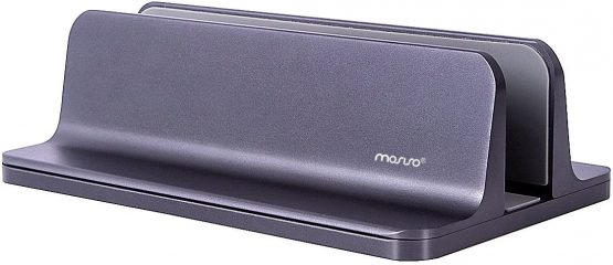 MOSISO Vertical Laptop Stand, Aluminum Alloy Desk Holder Space-Saving Stand Compatible with MacBook Air/Pro/iPad/Lenovo/Dell/Surface/Samsung/HP and Other Laptop Notebook, Space Gray