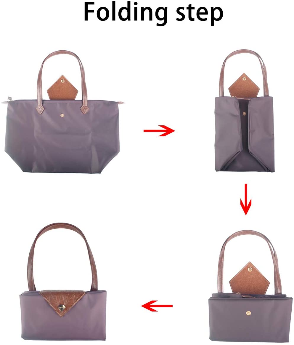 BOJLY Tote Bags for Women Stylish Waterproof Nylon Ladies Shoulder Bag Top Handle Handbag Folding Beach Travel Bag for Work,Shopping - Image 4