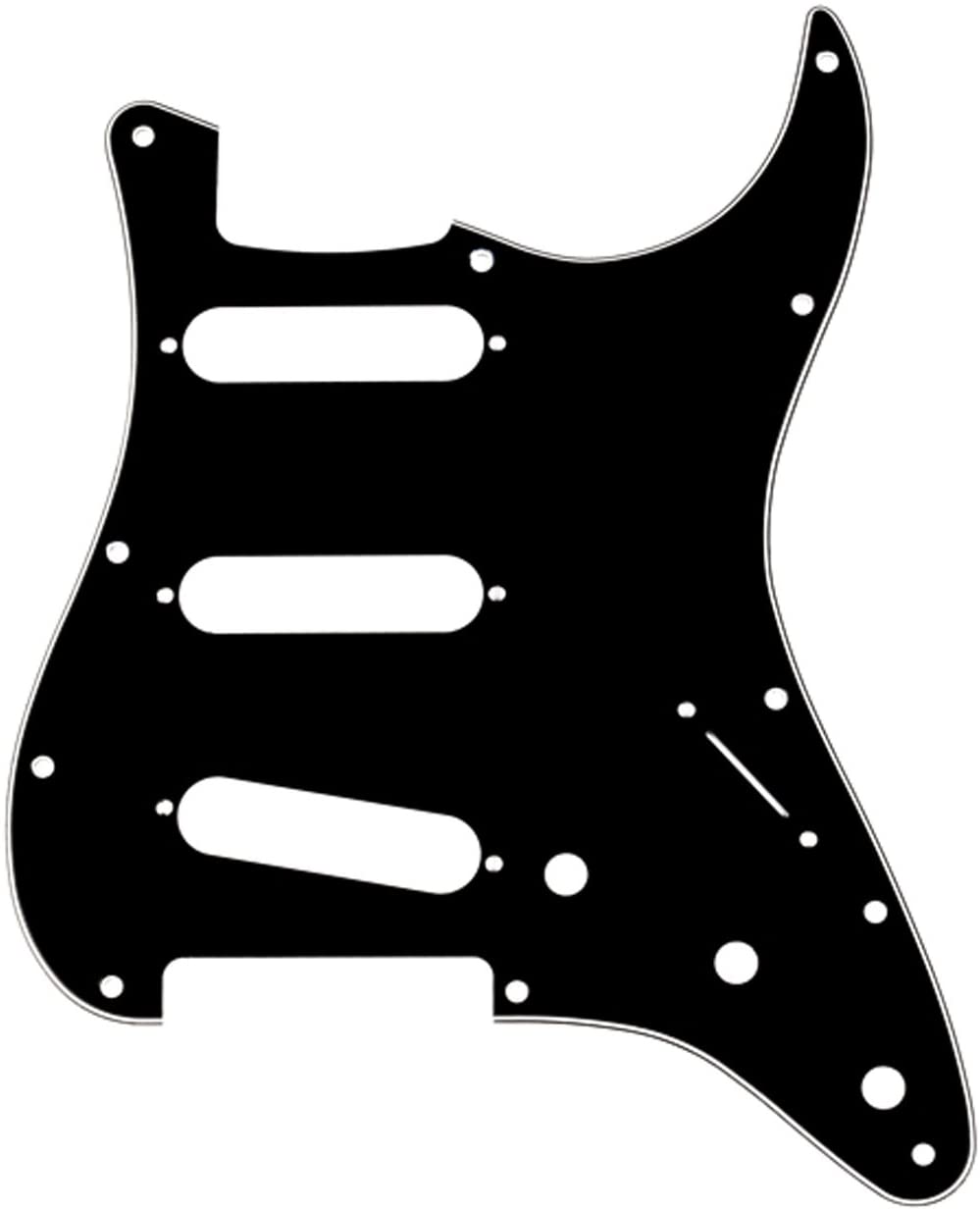 Musiclily SSS Strat Pickguard and Back Plate Set for Fender USA/Mexican Standard Stratocaster Modern Style Electric Guitar, 3Ply Black - Image 2