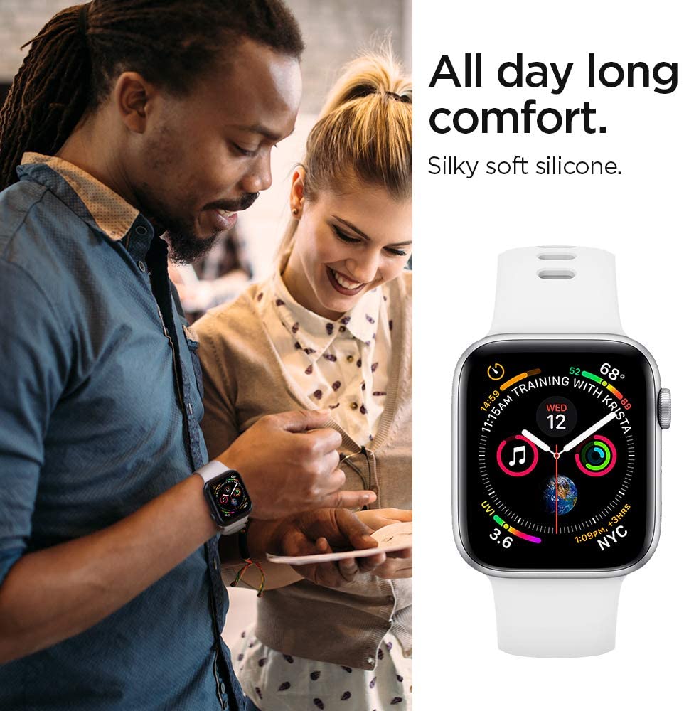 Spigen Silicone Fit Designed for Apple Watch Strap for 44 mm/42 mm Series 6/SE/5/4/3/2/1 - White, 44mm - Image 2