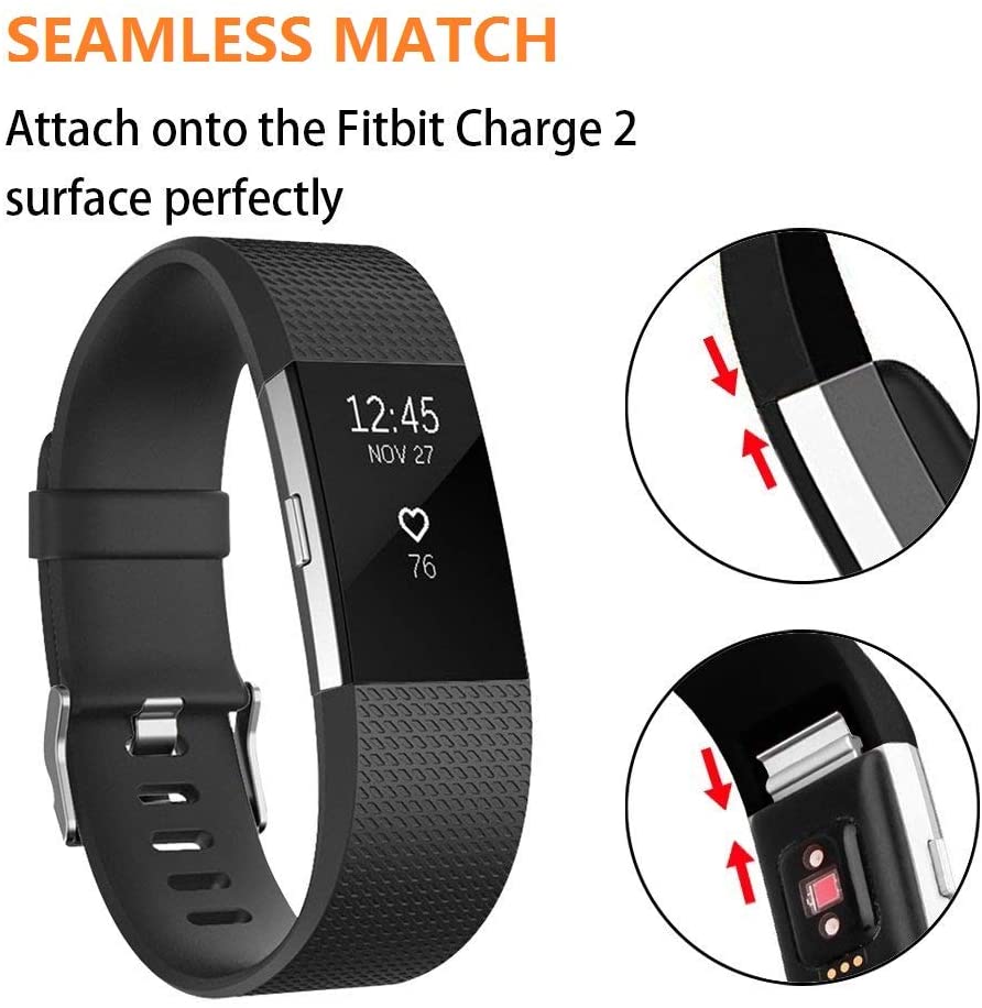 Fitbit Charge 2 Straps, Soft Accessory Strap, Secure Metal Clasp for Fitbit Charge 2 (5.5"-6.7") - Black, Small - Image 2