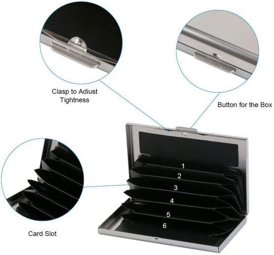 Vicloon Metal Card Holder Wallet,Ultra Thin Stainless Steel Metal Wallets RFID Blocking Credit Card Wallet Holder for Men & Women,Best Card Protector with 6 PVC Slots and Stainless Steel Latch - Image 4