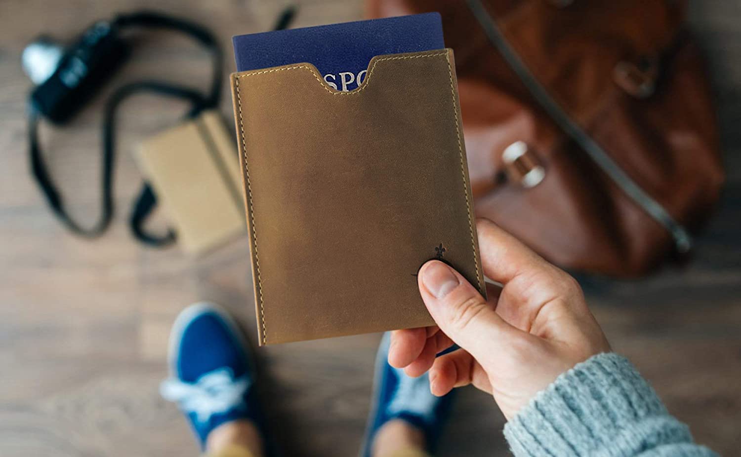 WANDERINGS Leather Passport Holder, Ideal for Travel, Handmade Genuine Leather Wallet with Passport Pocket and Card Slots - Image 4