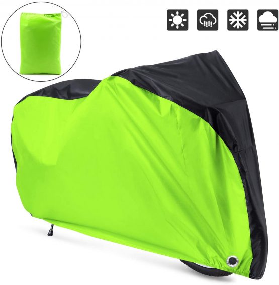YTBUBOR Waterproof XL Bicycle Cover, Outside Bikes Storage Covers Rain Sun UV Dust Wind Proof Mountain Bicycle Covers Road Electric Bike Cover Hybrid Bike Cover, Black & Silvery