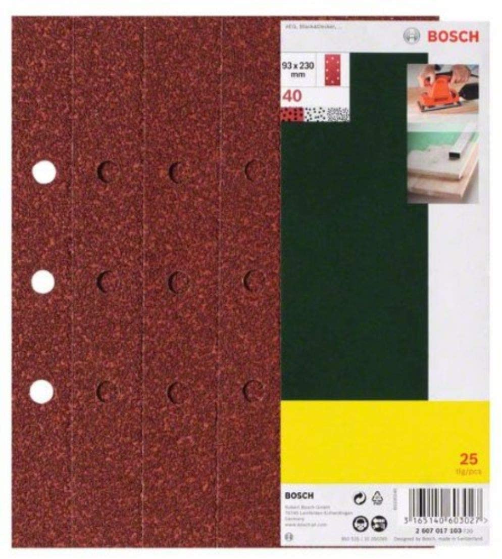 Bosch 2607017108 Sanding Sheet-Set for Orbital Sanders 0 V, Red, 93 x 230 mm