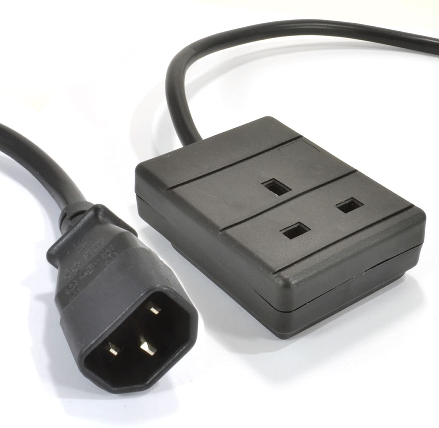 Pro Elec PEL01253 IEC C14 Plug to 10A UK Socket Power Lead Black, 0.5m, 0.5m Socket