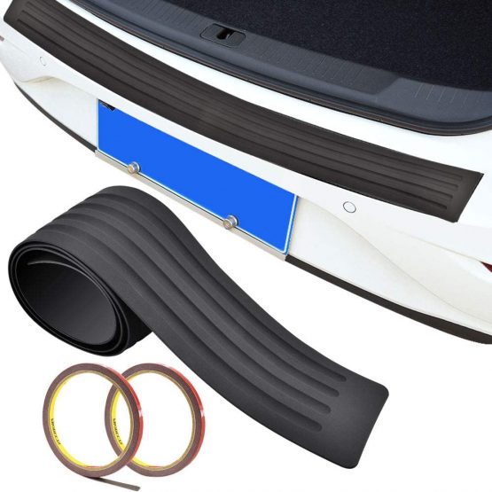 SNAGAROG Rear Bumper Protector Universal Car Rear Trunk Sill Plate Scuff Plate Strip Black Rubber Anti-scratch Trim Cover with 2 rolls tape for Car Pickup SUV Truck (104x8cm)
