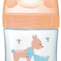 Dodie - Bottle Glass Initiation + 150 ml Beige Deer 0-6 Months, Flat Teat Flow Rate 1.