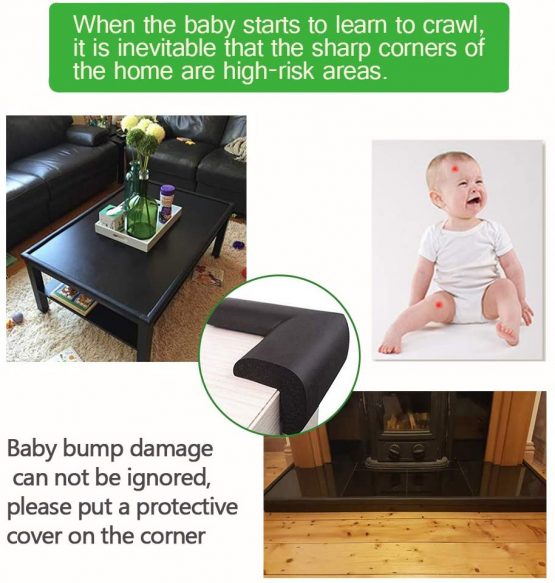 Fairy Baby Safety Baby Edge & Corner Guards Colorful Childproofing Protection(6.6ft Edge Guard+4 Corner Guards) (Black, 2M) - Image 2