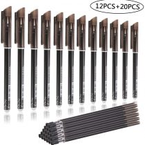 Friction pens,BBLIKE 12PCS Erasable Rollerball Pen and 20 Ballpen Refills,More Ink Rub Out Pens Gel Ink Ballpoint Pen 0.5 mm Tip (black)