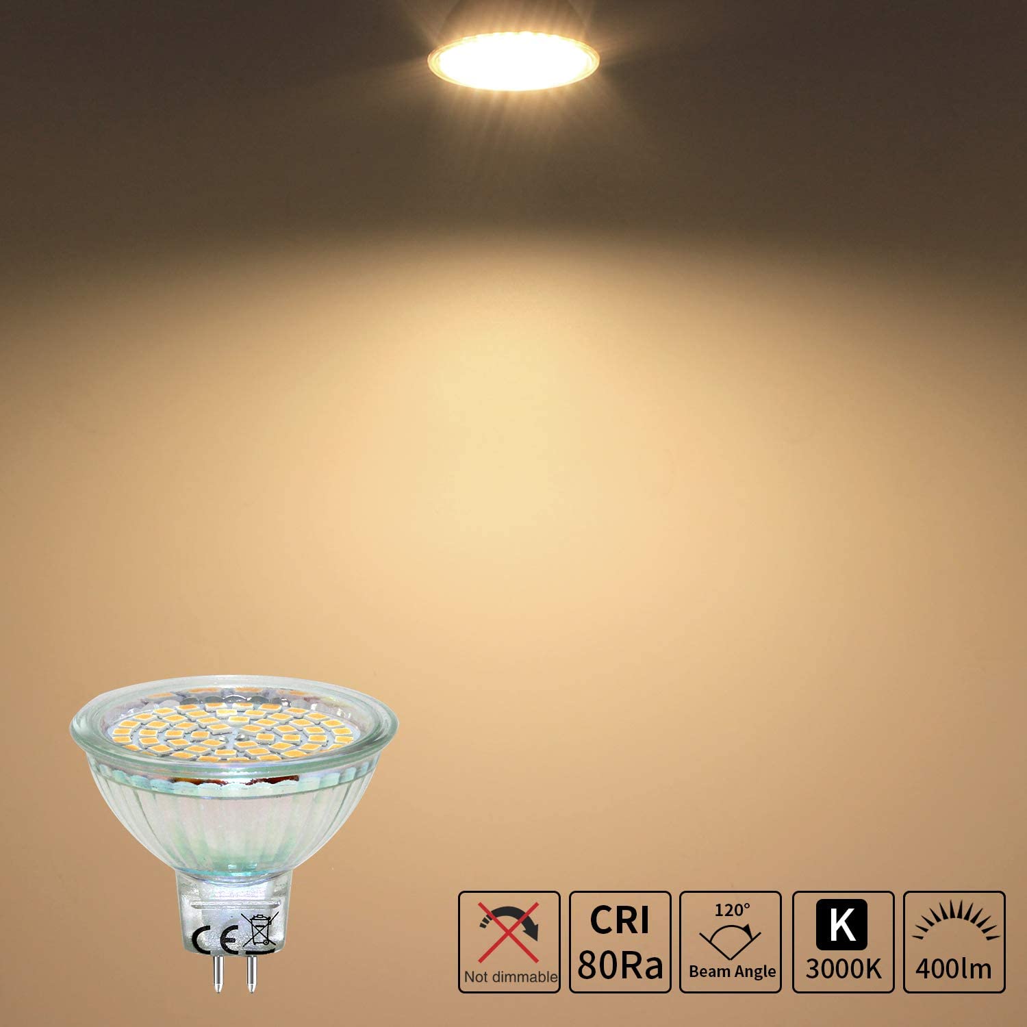 HiBay 10x 12V GU5.3 MR16 LED Bulbs 4W Warm White 3000K GU5.3 Bi-Pin Spot Lights Replace 35W Halogen AC/DC 12V Energy Saving Lamps - Image 4
