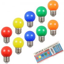 10Pack Colored Bulbs 2W E27 G45 Lighting Bulbs,LED Coloured Golf Ball Bulb Lamp,Mixed Colours Red Green Blue Orange Yellow
