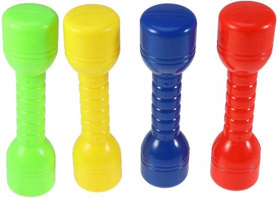 LIOOBO Children Dumbbells, 4PCS Plastic Exercise Barbells Hand Bar for Kindergarten with Ergonomic(Random Color) - Image 3