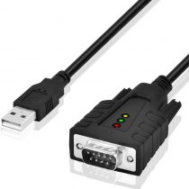 DriverGenius USB232A-B USB to Serial RS232 DB9 Adapter With 3 x LEDs - 1m, Windows 11 & macOS 11