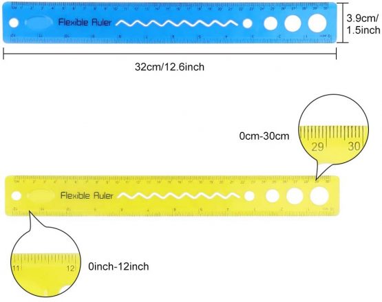 30cm/12inch Shatter Resistant Rulers Bendable Flexible Unbreakable Rulers Transparent Clear Folding Shutterproof Straigt Rubber Plastic Rulers Stationery for School Classroom Home Office(4PCS) - Image 3