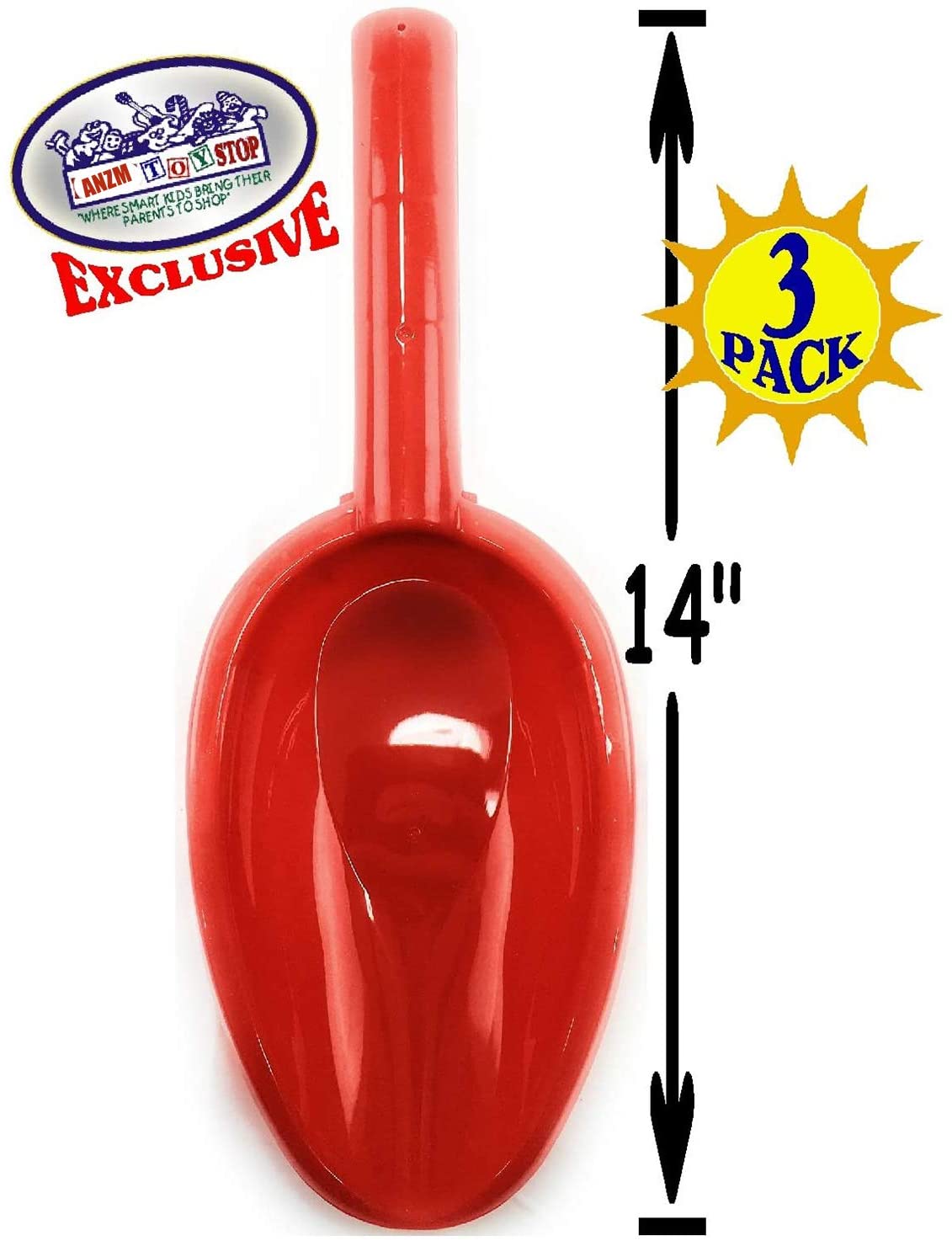 Large Beach Sand Snow Shovels Toys 35 CM Scooping Kit Heavy Duty Long Kids Gardening Tools Sandbox Equipment Sturdy Scoop Durable ABS Spade for Snow Beach Fun(Green&Blue&Red 3PCS Gift Set) - Image 3