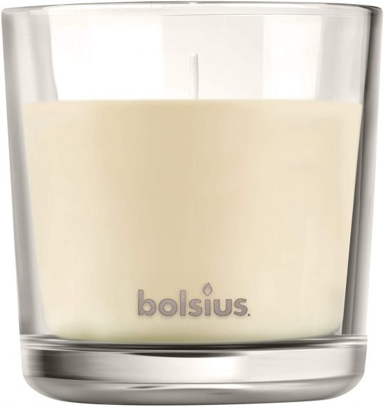Bolsius Large Glass Scented Candle Vanilla, Wax, White - Image 4