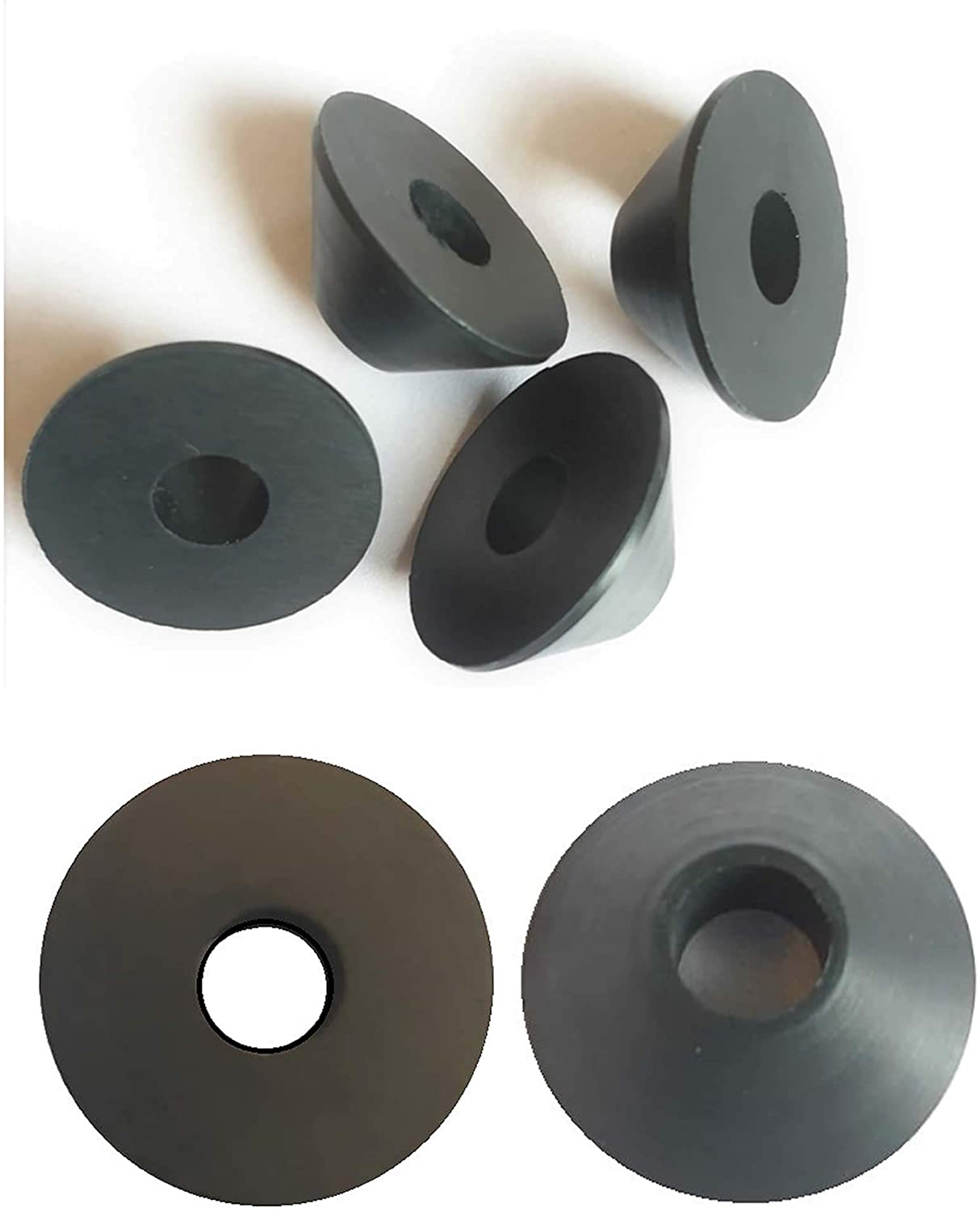 AAN® 4 Rubber Fixture Non Slip Toilet SEAT Hinge Fittings Secure Replacement for Two Loose Toilet Seats Black