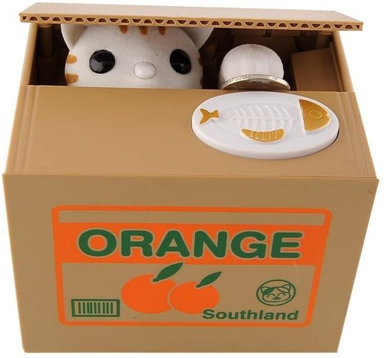 Gearmax Automatic Piggy Bank Stealing Coins Penny Cents Creative Box Saving Your Money (Cat) - Image 3