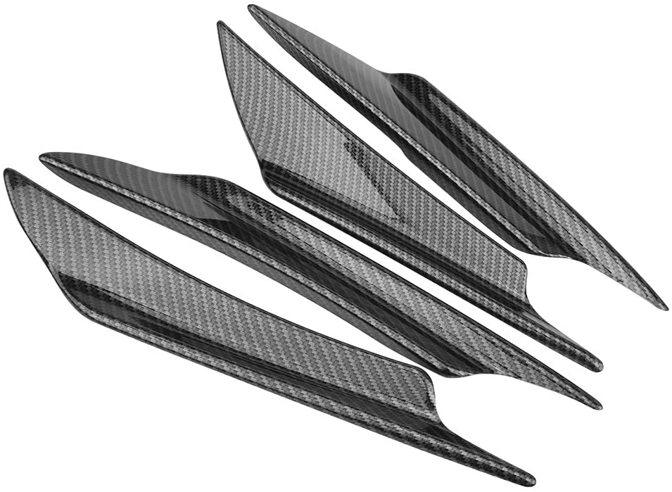 4Pcs Car Front Bumper Lip Spoiler Fins Canards Trim Kit Universal ABS Carbon Fiber Car Body Front Bumper Splitter Fins with Adhesive Tape(Carbon Fiber) - Image 4