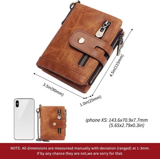 HALOViE Mens Wallet RFID Blocking Leather Wallets with Zip Coin Pocket Credit Card Holder Anti-Theft Purse(Khaki) - Image 4