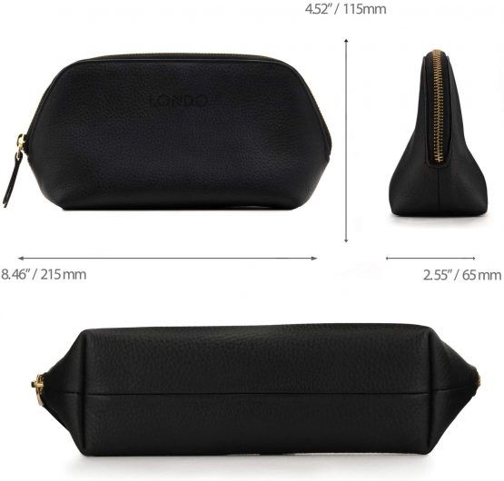 Londo Genuine Leather Makeup Bag Cosmetic Pouch Travel Organizer Toiletry Clutch (Black) - Image 4