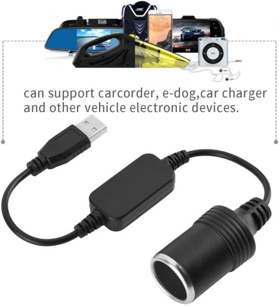 Vbestlife USB Port to 12V Car Cigarette Lighter Socket Female Converter Adapter Cord - Image 3