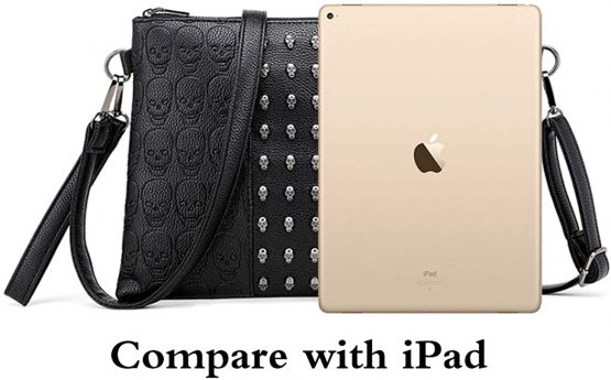 FiveloveTwo Women Punk Skull Print Clutch PU Leather Satchel Shoulder Tote Top-handle Purse Handbag Black - Image 2