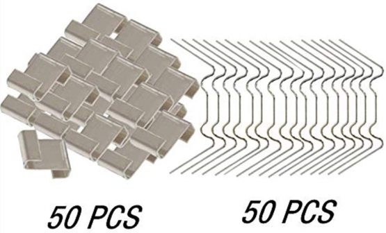 HONGCI 100 Pcs Stainless Steel Greenhouse Glass Pane Fixing Clips (With 50 Greenhouse Glazing W Wire Clips and 50 Greenhouse Glazing Z Overlap Clips) - Image 2