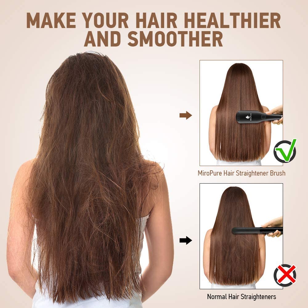 MiroPure 2 in 1 Ionic Hair Straightener Brush Hot Comb MCH Heating Smoothing Brush with 16 Settings, Dual Voltage - Image 4