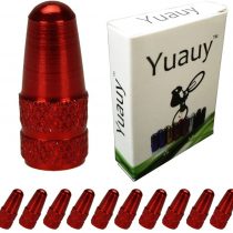 Yuauy 10 PCs Red MTB PRESTA Bike Bicycle Road Racing Coloured Metal Valve Cap Dust Covers