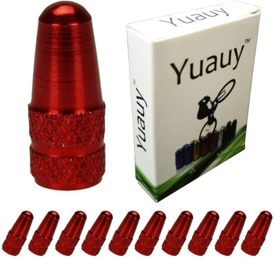 Yuauy 10 PCs Red MTB PRESTA Bike Bicycle Road Racing Coloured Metal Valve Cap Dust Covers