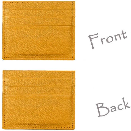 Hibate Genuine Leather Women Girls Ladies Slim Credit Card Case Holder Sleeve Wallet - Yellow - Image 4