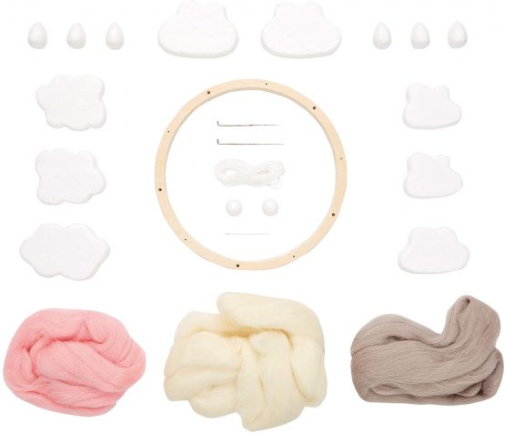 Simply Make, DSM 106040, Needle Felting Kit, Create Your Own Girls Felted Weather Mobile in Pink, by docrafts (Approx 58cm) - Image 4