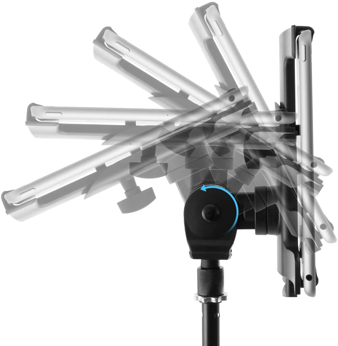 Tiger Tablet iPad Holder Mount for Microphone Stand with Thread Adaptor, Black - Image 4