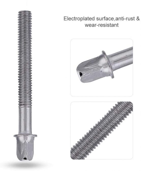6Pcs Screw Rods, 60mm Drum Tight Screw Tension Rods Percussion Replacement Accessory - Image 3