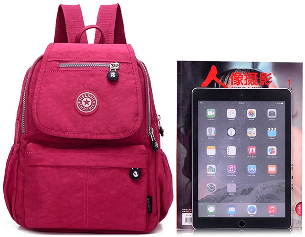 XUEREY Women's Small Handbag Nylon Shoulder Bag Casual Day Pack Multi-Pocket Casual Waterproof Nylon Bags Travel School Bag Laptop Backpack (Rose) - Image 2
