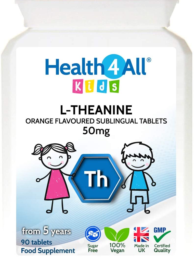 Health4All Kids L-Theanine 50mg 90 Chewable Tablets 3 Months Supply, Supports Focus, Attention & Concentration in Children