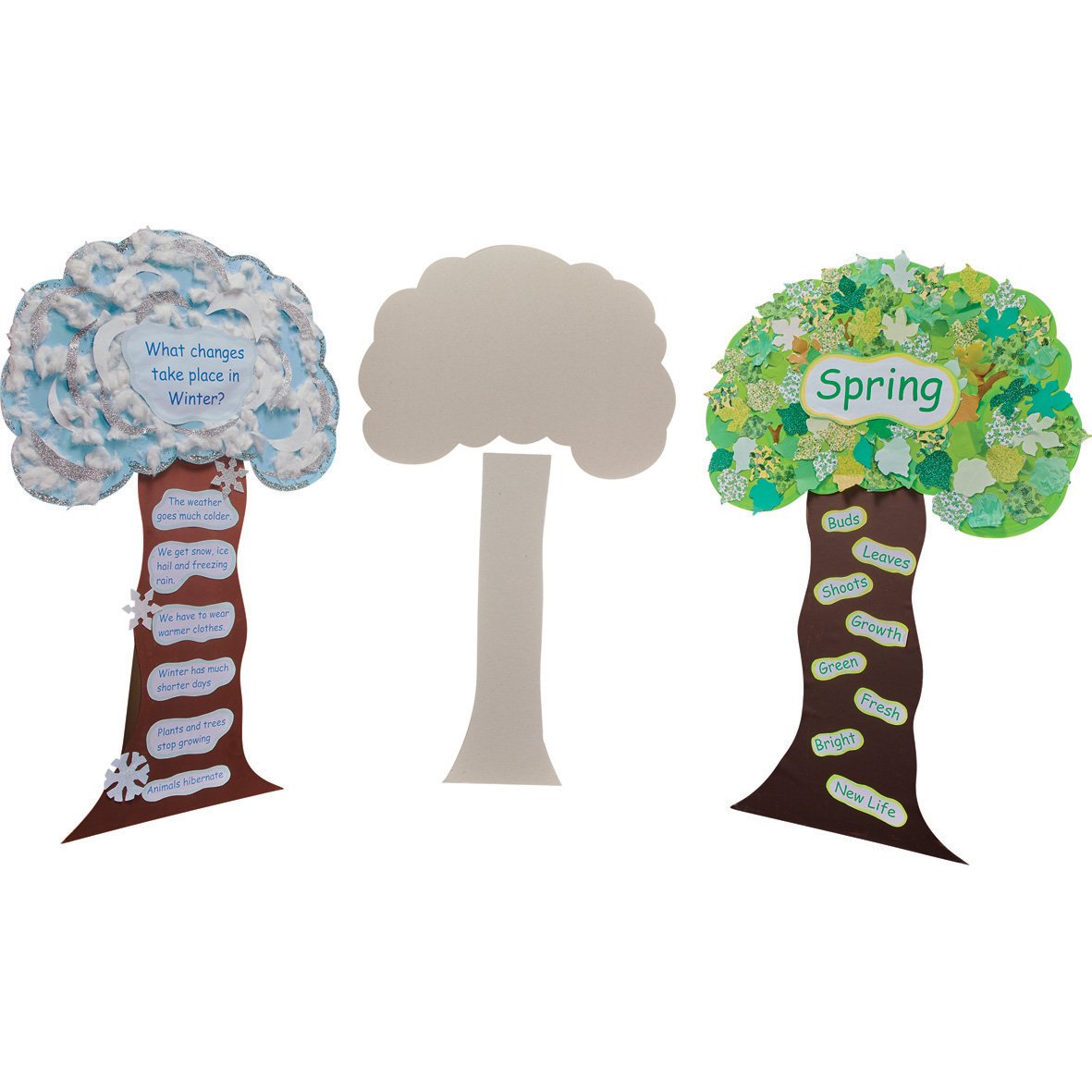 Springboard Giant Greyboard Tree Shapes for Classroom Display, Pre-Cut Card Shapes