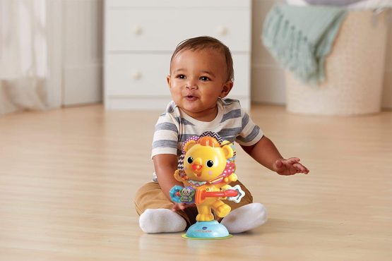 VTech Twist and Spin Lion, Baby Music Toy for Sensory Play, Educational Toys for Kids, Baby Interactive Toy with Lights and Songs, Musical Toy with Suction Cup, Suitable for Boys and Girls 6 Months + - Image 4