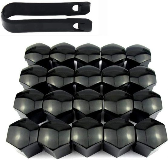 Gebildet 20 Pieces Wheel Nut Cap 21mm, Wheel Bolt Nut Caps Covers, Hexagonal Tire Nut Covers with Removal Tool Set for Cars, Black
