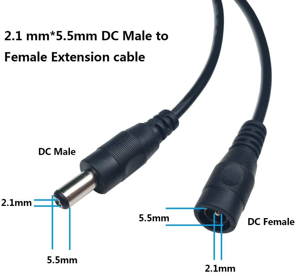 Liwinting 2m/6.56ft DC Extension Cable 2.1mm x 5.5mm Male to Female Connector - Image 3
